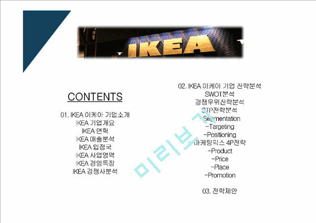 이케아 ikea 기업 마케팅전략분석 (이케아 기업전략분석, 이케아 마케팅 4P,STP,SWOT분석, 경쟁우위전략과 새로운 전략제안)   (2 )